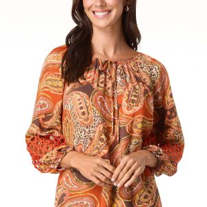 Mixed Paisley Poet Top
