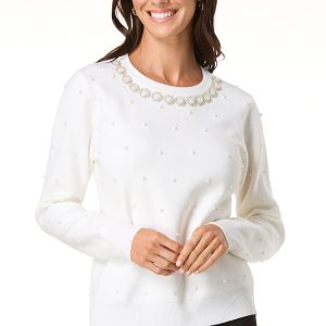 Rose Pearl Embellished Sweater