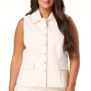 Plus Size Ponte Collared Vest