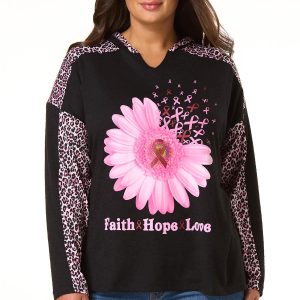 Plus Size Faith Hope Love Leopard Sleeve Top