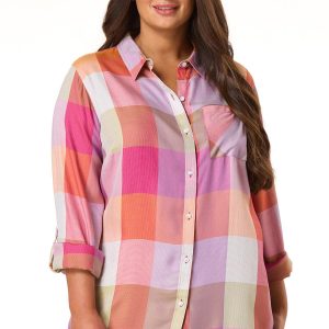 Plus Size Plaid High- Low Tunic