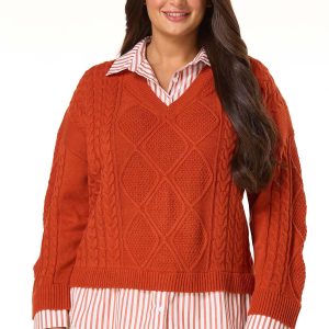 Plus Size Twofer Stripe Collared Sweater