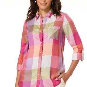 Plaid High- Low Tunic