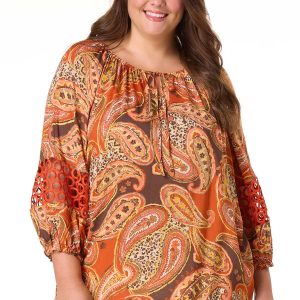 Plus Size Mixed Paisley Poet Top
