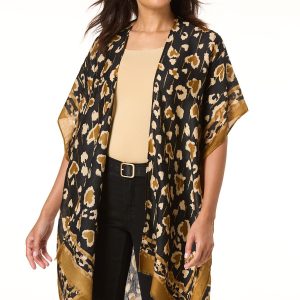 Leopard Border Foil Print Kimono