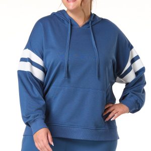 Plus Size Striped Sleeve Hoodie