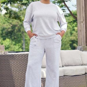 Plus Size Scuba Knit Wide Leg Pants