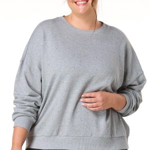 Plus Size Rhinestone French Terry Top