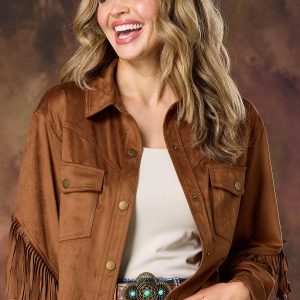 Faux Suede Fringe Jacket