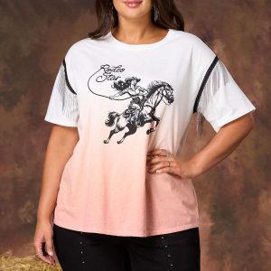 Plus Size Rodeo Star Metal Fringe Tee