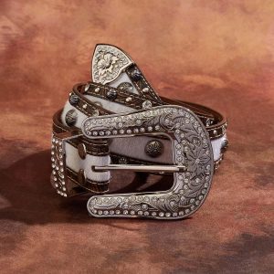 Rodeo Faux Fur Tooled Bling Belt