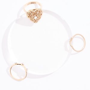 Heart Locket Gold Ring Set