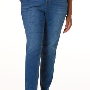 Plus Size Double Button Pull- On Jeans