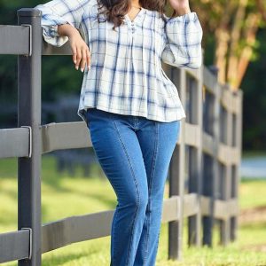 Plus Size Triple Button High Rise Jeans