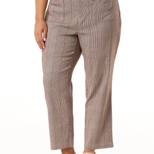 Plus Size Plaid Patch Pocket Bengaline Pants