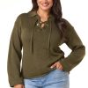 Plus Size Grommet Lace Up Sweater