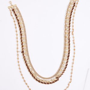 Statement Beaded Layered Chain Necklace