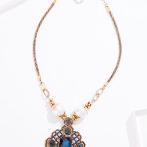 Antique Glass Statement Short Necklace