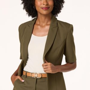 Solid Floral Lined Blazer