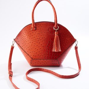 Textured Fan Shape Satchel