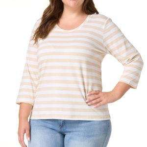 Plus Size Stripe Scoop Neck Top