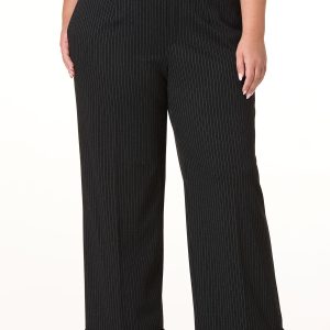 Plus Size Cuffed Pinstripe Pants