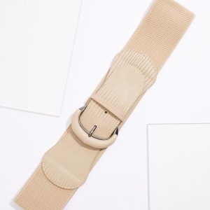 Plus Size Textured Faux Leather Stretch Belt