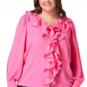 Plus Size Ruffled Button Down Top