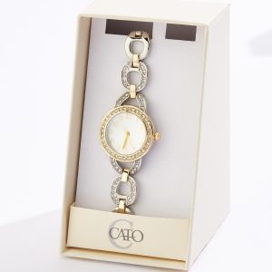 Two- Tone Chain Watch Boxed Jewelry