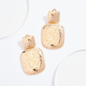 Textured Metal Statement Clip- On Earrings