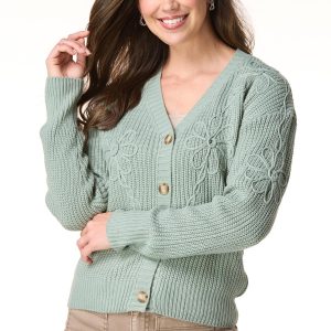 Floral Soutache Sage Cardigan