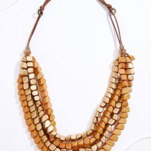 Chunky Wood Adjustable Layered Necklace