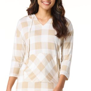 Neutral Plaid Sleep Hoodie